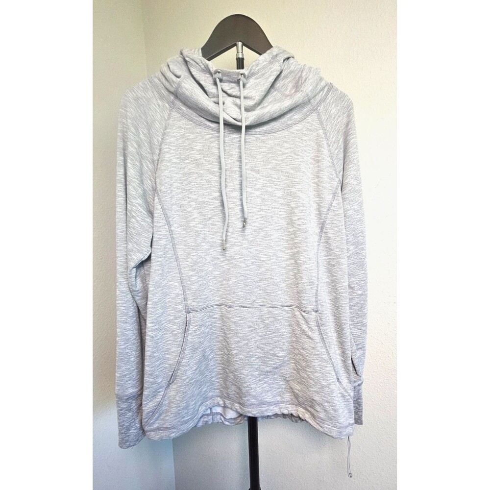 Athleta Gray Cowl‎ Neck Hoodie Pullover Womens XL Soft Stretch Athleisure Top